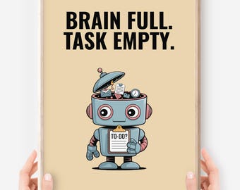 ADHD Robot Poster: Funny Executive Dysfunction Art (Digital Download
