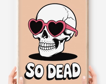 Lámina artística de calavera divertida: Decoración sarcástica para dormitorio (descarga digital)