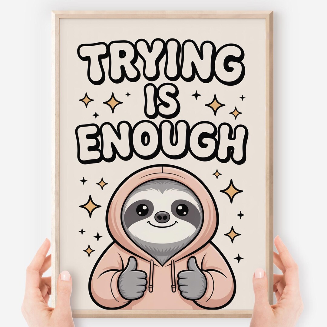 Adhd Sloth Kawaii Sloth Poster: ADHD & SEL Classroom Art (digital Download - Etsy