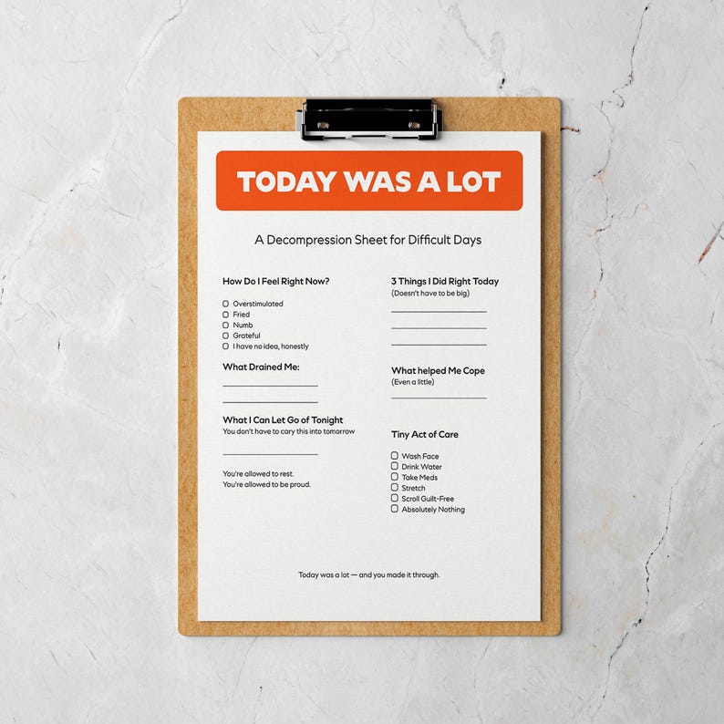 Decompression Worksheet ADHD Decompression Worksheet Printable – Daily Reflection & Reset ...