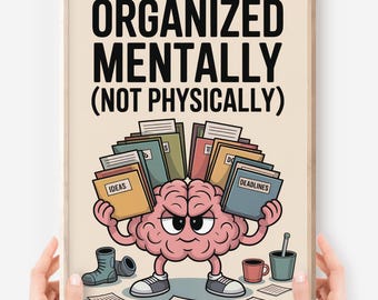 Funny ADHD Brain Art Print: Neurodivergent Dorm Decor (Digital Download)
