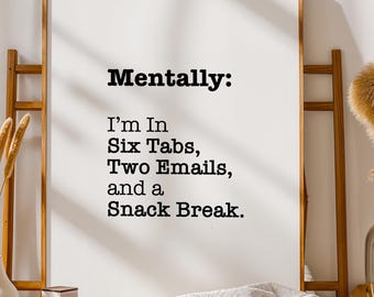 Funny ADHD Mental Health Poster: Neurodivergent Adult Wall Art (Digital Download)