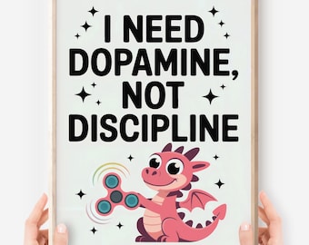 ADHD Dragon Art Print: Funny Neurodivergent Decor (Digital Download)