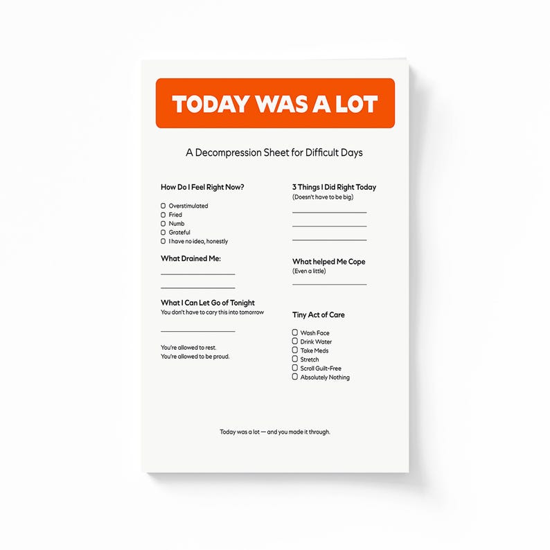 Decompression Worksheet ADHD Decompression Worksheet Printable – Daily Reflection & Reset ...