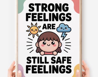 Kindness Superpower Poster: Kawaii Heart & Brain Affirmation (Digital Download)