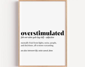 Definición de sobreestimulación: Diccionario artístico divertido para introvertidos (descarga digital en PDF y JPG)
