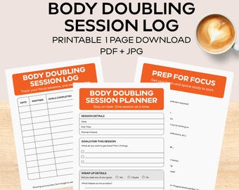 ADHD Body Doubling Session Planner: Neurodivergent Focus Kit (PDF Downloadable Organizer, 3 Pages)