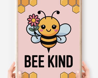 Kawaii Bee Kindness Poster: SEL Classroom Decor (Digital Download