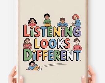 Neurodiversity Classroom Poster: Listening Looks Different, SEL Printable (Digital Download)