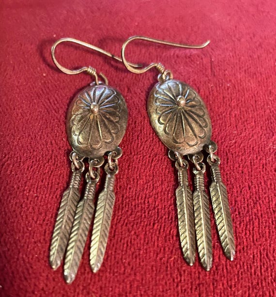 Silver Feather Drop Earrings - image 2