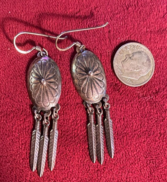 Silver Feather Drop Earrings - image 3