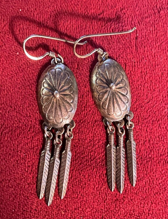 Silver Feather Drop Earrings - image 1