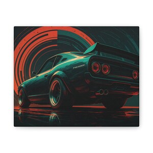 Retro Car Canvas Wall Art, 70s Vintage Automotive Decor, Car Enthusiast Gift, Home Garage Wall Decoration, Unique Art for Men