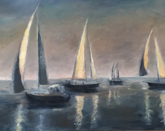 Painting original oil, Sailing