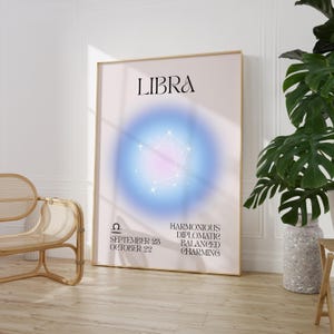 LIBRA Sign Instant Download Print, Astrology Digital Download Poster, Libra Birthday Gift, Spiritual Wall Art, Aura Gradient Poster