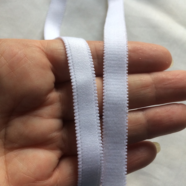 Elastic White Double Picot Edge Strap Elastic 1/2" wide Stretch 5" to 7,5" Multi Purpose Shipping from USA next day