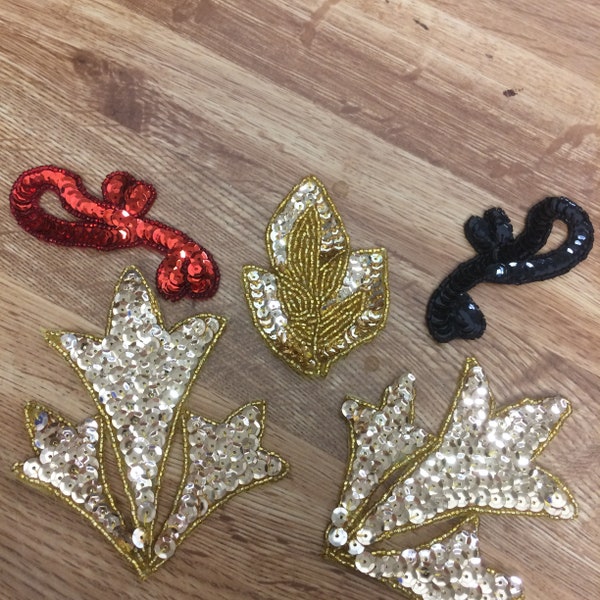 Sequins Beaded Decor Appliqué  Patch Multi Purpose. Available in 3 Colors Gold Red Black. Next day shipping from US