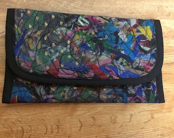 One-of-a-Kind Handmade Quilted Clutch Purse Bag Multi Handmade Fabric size 11 x 6 Magnetic snap