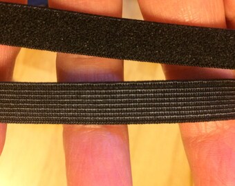 Plush Back Black Elastic 3/8" wide Very Good  Stretch 5" to 9 ". Next day shipping from USA