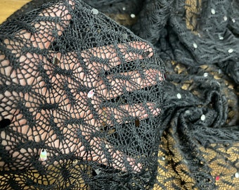 Black Fishnet Fabric 2-ways Stretch  Cotton Blend 60” wide x 50” long Shipping’s  from USA