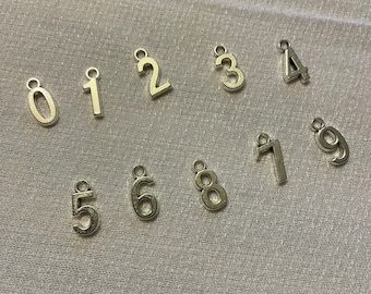 Personalized Silver Plated 0-9 Figures Numbers Charms Multi Purpose Size 5/8&quot; x 3/8&quot; Next day shipping from US