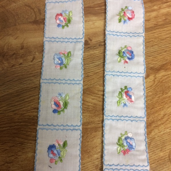 Floral Embroidery White Tape Trim Embroidered  Edge 2”  wide. Next day shipping from USA