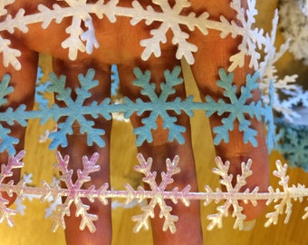 Snowflake Die-Cut Tape Ribbon Multi Purpose 1” wide. Available in 3 Colors. Next day shipping from USA