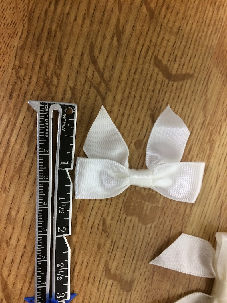 Next day shipping from USA 0,5-5 dozen White Multi Purpose Mini Bows Satin Ribbon Size 2 \u201c wide x 1,5\u201d long 6-60 pics