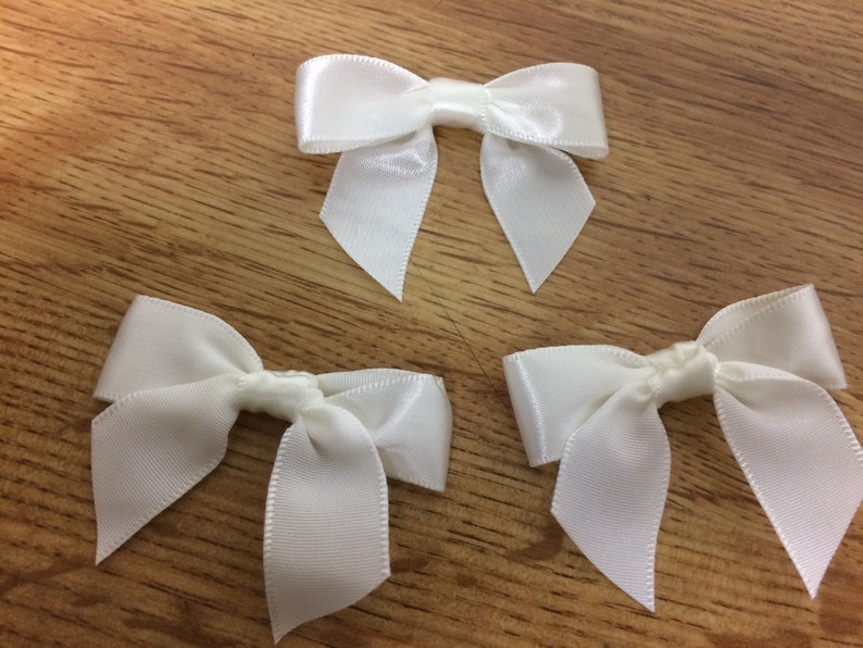 Next day shipping from USA 0,5-5 dozen White Multi Purpose Mini Bows Satin Ribbon Size 2 \u201c wide x 1,5\u201d long 6-60 pics