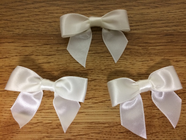 Next day shipping from USA 0,5-5 dozen White Multi Purpose Mini Bows Satin Ribbon Size 2 \u201c wide x 1,5\u201d long 6-60 pics