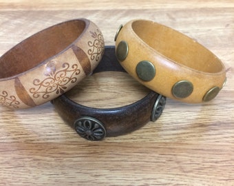 Vintage Wood Metal Brown Bracelet  Assorted Styles Size. Next day shipping from USA