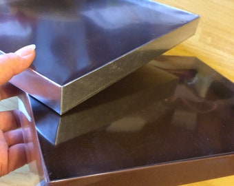 Silver or Brown Candy Gift Box with Clear View Top Lid 10 1/2” x  8 1/8” x 1 1/8” Shipping from US