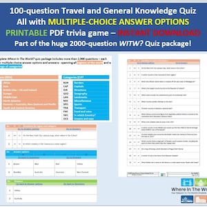 Ultimate Travel & General Knowledge Quiz | Printable Trivia Game | Instant Download | Fun Party Game | 100-question World Quiz Pack PDF
