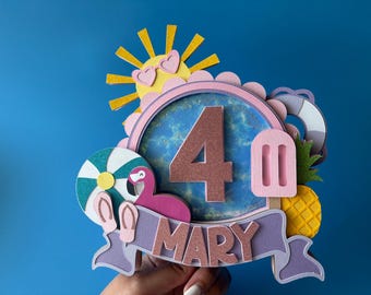 Pool Party Shaker Cake Topper Fun in the Sun Birthday Beach Party Decor Centerpiece