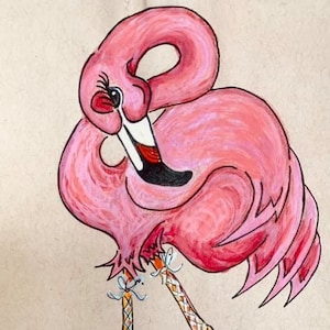 Original Flamingo Painting Flamingo Watercolor Funny Flamingo Art Original Bird Art Flamingo Gift Flamingo Collector Pink Wall Art