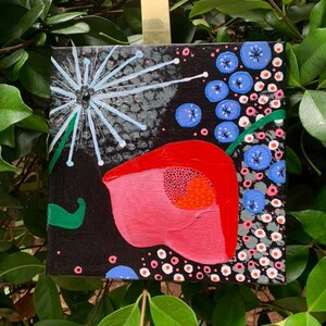 Orignal Poppy Art Original Red Flower Art Floral Art on Canvas Mini Art Art for Gallery Wall Floral Art on Stretched Canvas Flower Art Gift