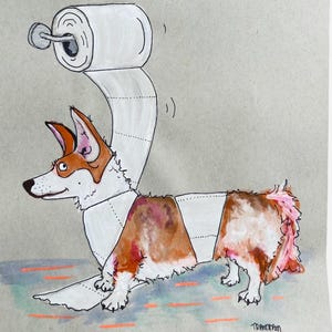 Corgi Art PRINT Corgi Art Dog Bathroom Art Dog Art print Funny Corgi print Corgi Owner Gift Corgi Dog Bathroom Wall Art Pet Owner Gift