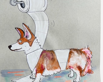 Corgi Art PRINT Corgi Art Dog Bathroom Art Dog Art print Funny Corgi print Corgi Owner Gift Corgi Dog Bathroom Wall Art Pet Owner Gift