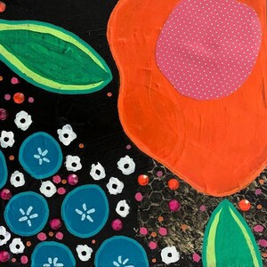 Original Flower Art Gallery Wall Art Miniature Flower Art Orange Flower Art Flower Painting Floral Painting on Stretched Canvas Flower Gift