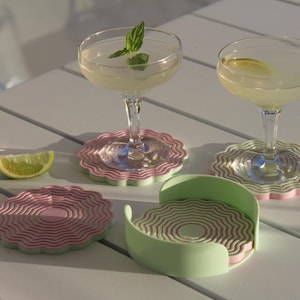 Wavy Colourful 3D Printed Coasters - Funky Home Decor