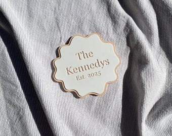 Custom Scalloped Coasters - Personalised Wedding Gift / New Home Keepsake