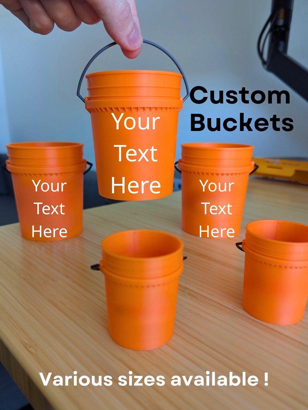 Custom Text Bucket: 3D Printed Personalized Desk Organizer - Etsy