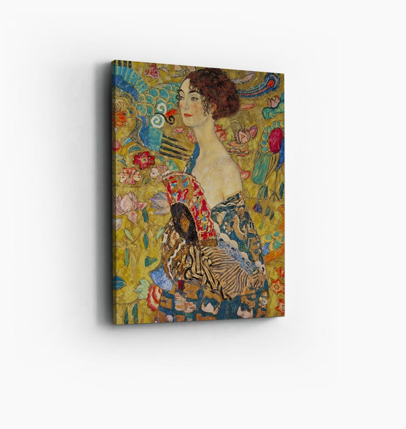 Gustav Klimt Lady With Fan Poster Reproduction Canvas Klimt Lady Wall ...