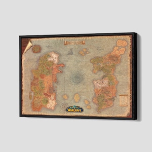 World of Warcraft Map Poster Azeroth Map Canvas Map Wall Art Gaming Map Framed Canvas Print Home Decor P243 Birthday Gift