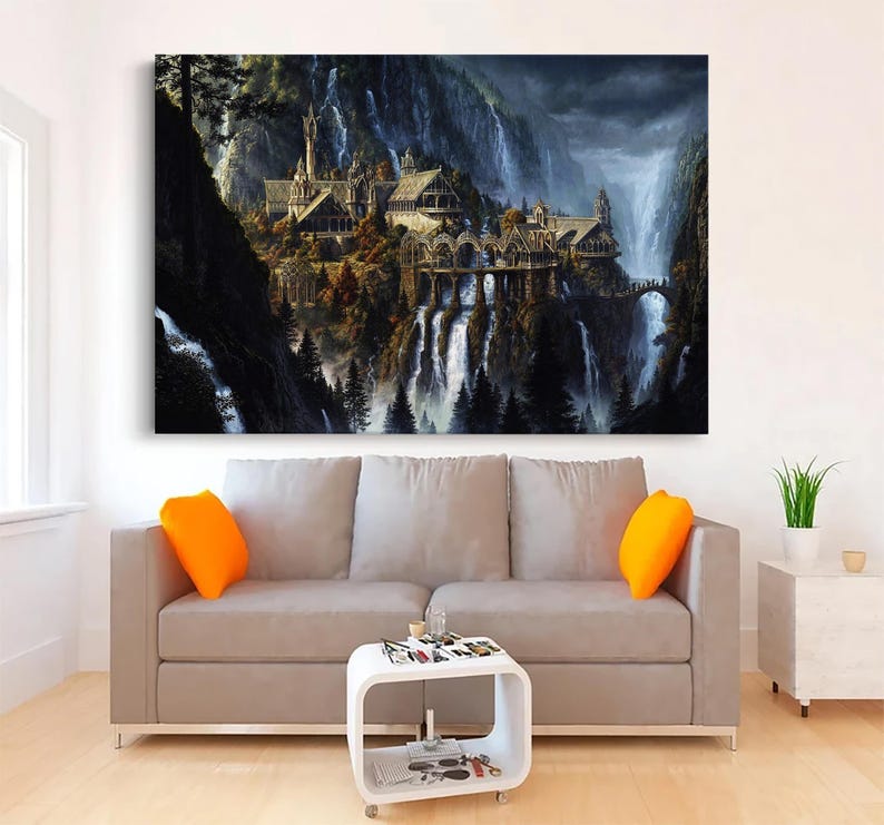 Rivendell Poster Lord of the Rings Canvas LOTR Canvas Fantasy Movie ...