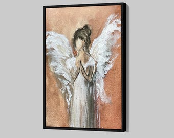 Schutzengel Poster Engel Aquarell Leinwand Druck Religiöse Wandkunst Abstrakter Engel Leinwanddruck Wohnkultur P12 Geburtstagsgeschenk