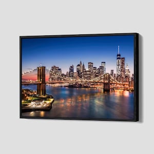 Manhattan Poster New York City Canvas Manhattan Skyline Wall Art Urban Framed Canvas Print Home Decor P140