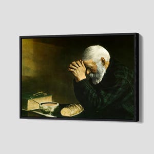 Man Praying Over Bread Poster Grace Canvas Eric Enstrom Gratitude Wall Art Dining Room Canvas Print Home Decor P74 Birthday Gift