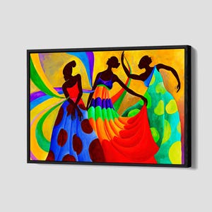 African Dancers Poster Black Women Dancers Canvas Print African Wall Art Abstract Dancers Framed Canvas Print Home Decor P9 Birthday Gift
