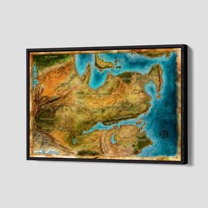 Dragon Age Kaart Poster Kaart van Thedas Canvas Game Fan Wall Art Gamer Ingelijste canvas Print Kaart Home Decor P69